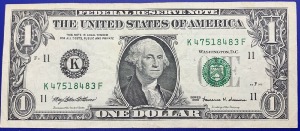 Etats-Unis, Billet 1 dollar Dallas 1999, Washington