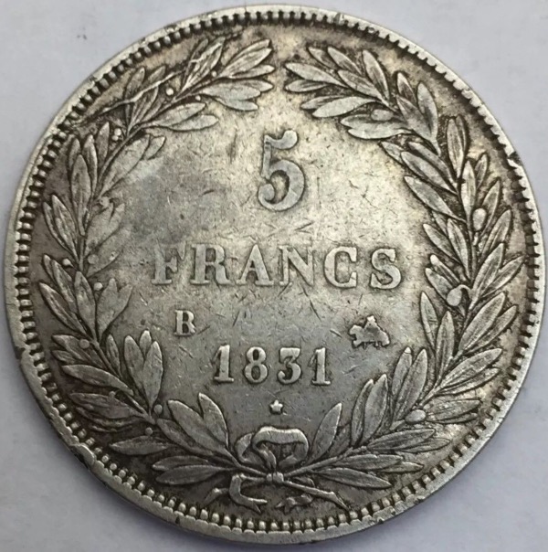 Louis Philippe I 5 francs 1831 B tranche en creux