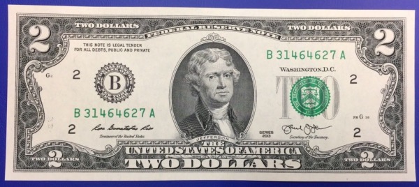 Etats-Unis, 10 Billets, 2 dollars CONSECUTIFS Etats-Unis 2013 B New York