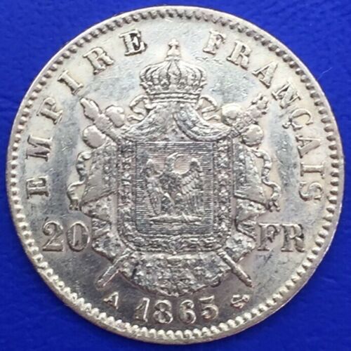 20 Francs or Napoleon III Tete laurée 1865 A
