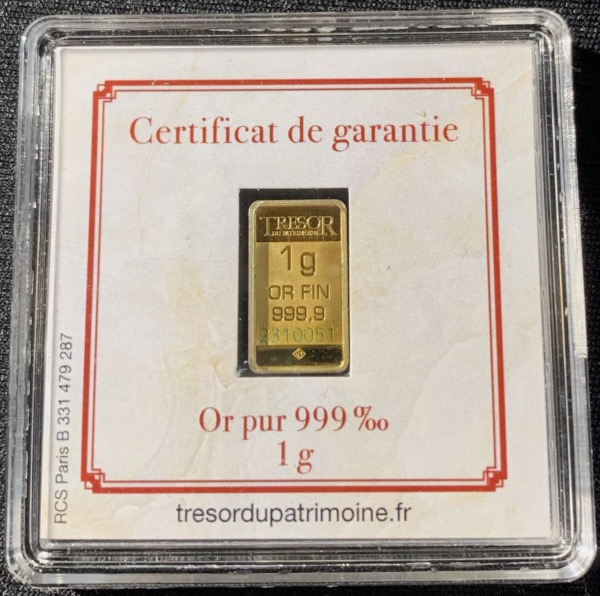 Lingot 1 Gramme Or 999,9 scellé Napoléon 2310031