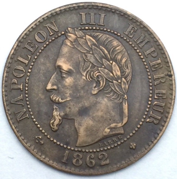 Napoleon III 2 centimes 1862 BB