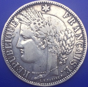 Monnaie Argent, 5 Francs CERES 1871 K Sans Légende