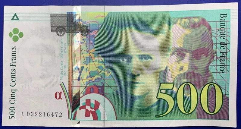 Billet France, 500 Francs Pierre et Marie Curie, 1995