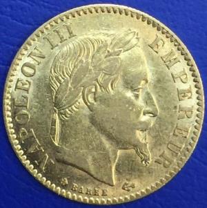 Pièce 10 francs or, Napoleon III Tete laurée, 1866 GRANB BB