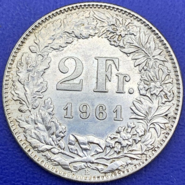 Suisse 2 francs Helvetia debout 1961