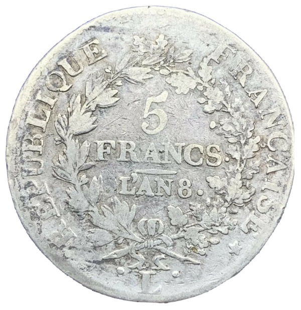 5 Francs Union et Force An 8L Argent
