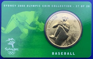 Australie, 5 Dollars Elisabeth 2, Sydney 2000, Baseball
