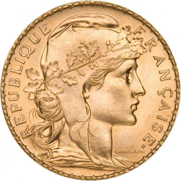 20 francs or Coq Marianne 1909