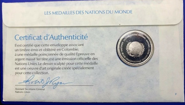 Médaille Argent massif des nations du Monde - COLOMBIE