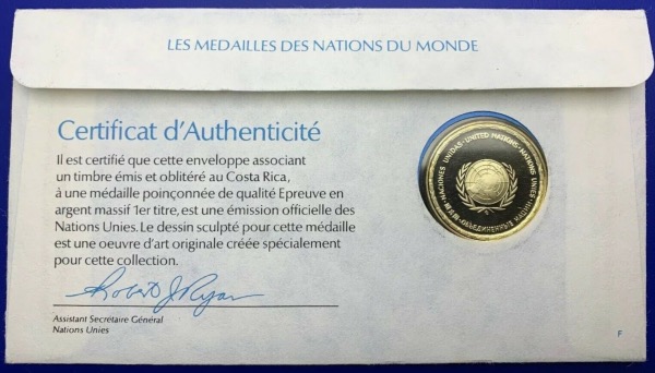 Médaille Argent massif des nations du Monde -COSTA RICA