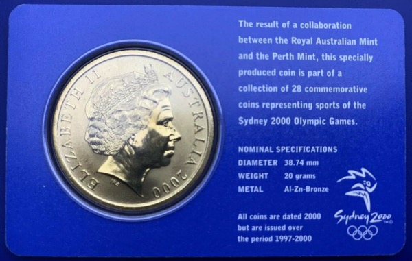 Australie, 5 Dollars Elisabeth 2, Sydney 2000, Volleyball