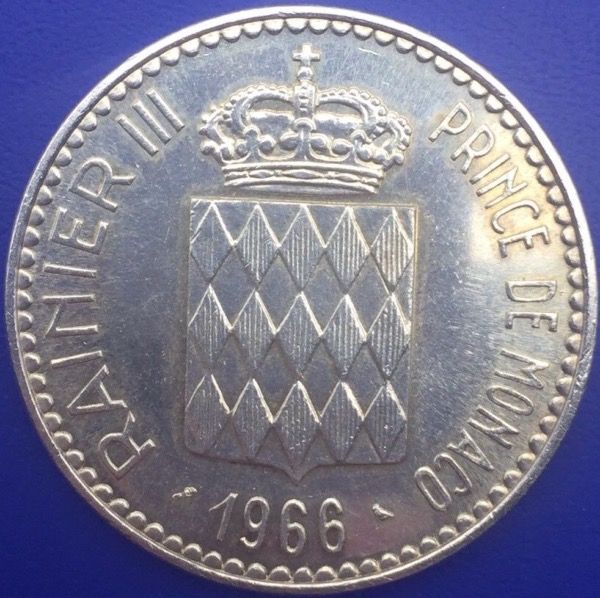 Monnaie Argent, Monaco, 10 Francs Charles III 1966