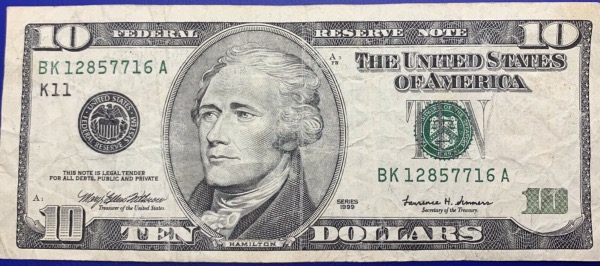 Etats-Unis, Billet 10 dollars Dallas 1999, Hamilton