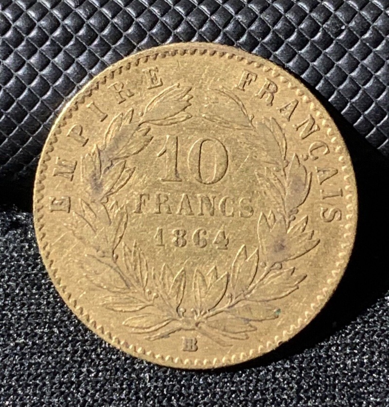 10 Francs or Napoleon III Tête Laurée 1864BB