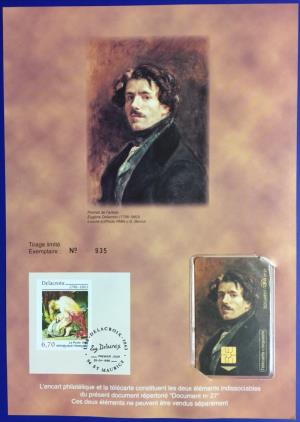 Encart Philatélique et Télécarte N27 Eugene Delacroix