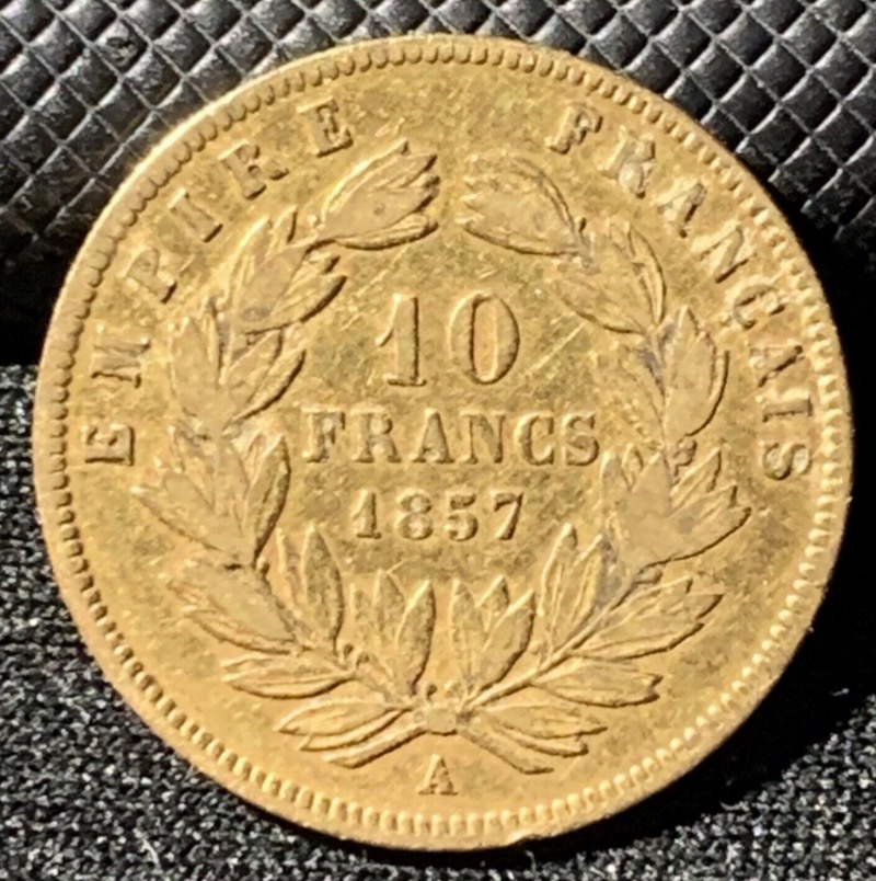 10 Francs or 1857 A Napoléon III Tête nue