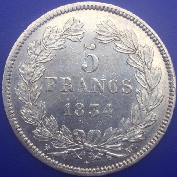 Monnaie Argent, 5 Francs Louis Philippe Ier 1834 W Lille