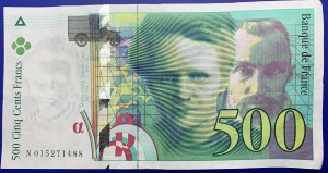 Billet France, 500 Francs Pierre et Marie Curie, 1994