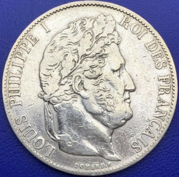 Pièce argent, France, Louis Philippe I, 5 francs, 1848 A