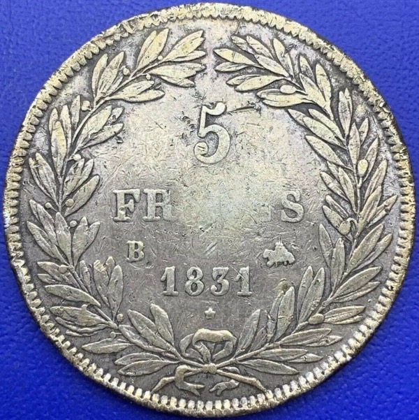 Pièce argent, France, Louis Philippe I, 5 francs, 1831 B