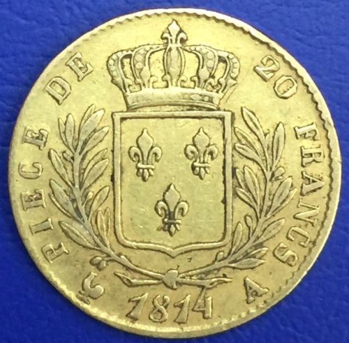 20 Francs or, Louis XVIII buste habillé, 1814 A, Paris