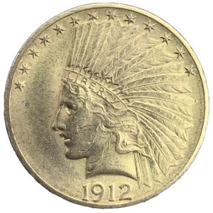 Monnaie or 10 dollars tête d'indien 1912, Etats-unis