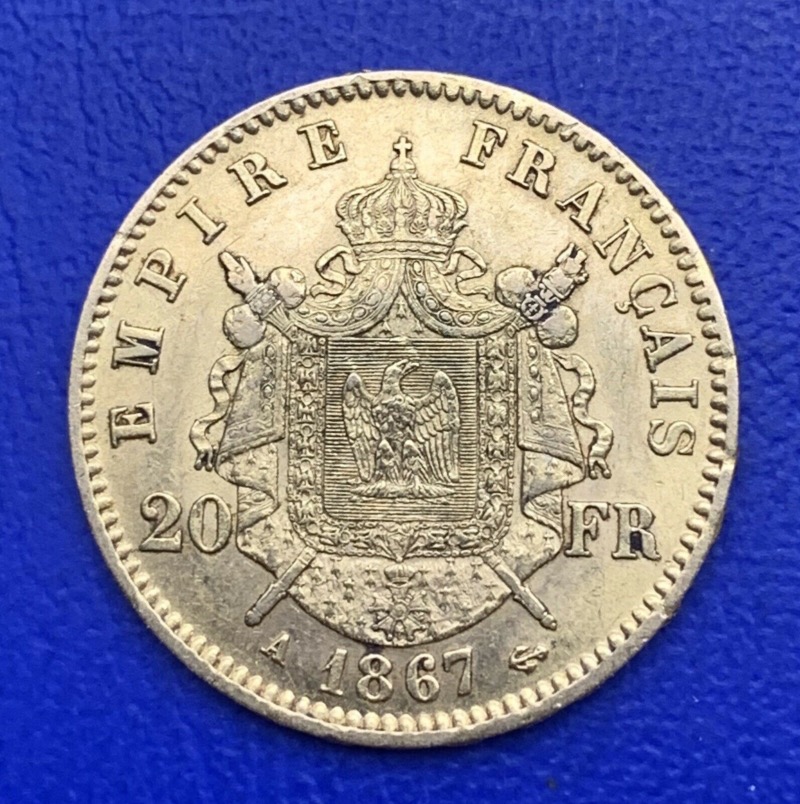 20 Francs or Napoléon III Tête Laurée 1867 A