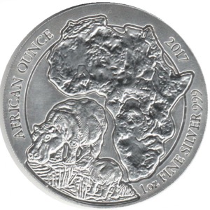 1 oz argent Hippopotame Rwanda 2017