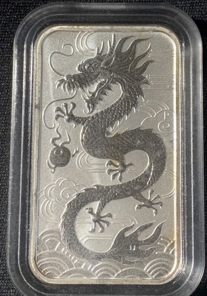 Lingot Argent 1 oz 9999 Dragon Australie 2018 sous capsule