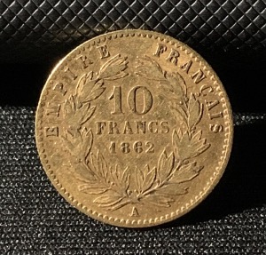 10 Francs or Napoleon III Tête Laurée 1862A