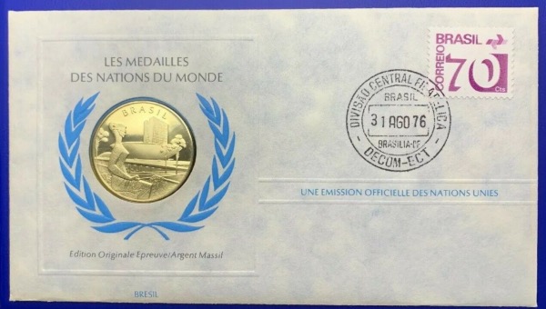 Médaille Argent massif des nations du Monde - BRÉSIL