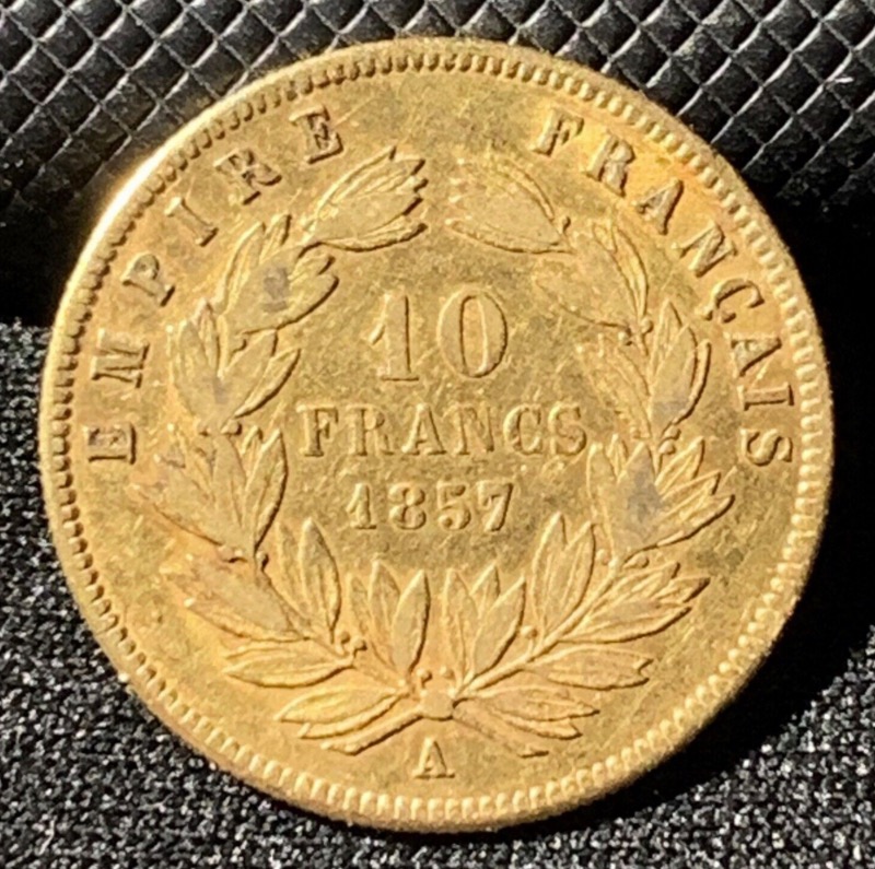 10 Francs or 1857 A Napoléon III Tête nue