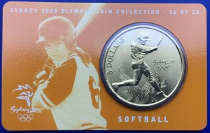 Australie, 5 Dollars Elisabeth 2, Sydney 2000, Softball