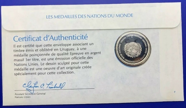 Médaille Argent massif des nations du Monde - URUGUAY
