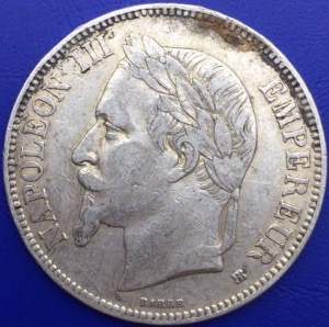 Monnaie argent,  5 francs Napoléon III, 1868 BB, Strasbourg