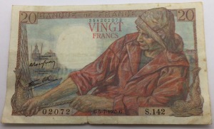 Billet 20 francs Pêcheur 5-7-1945