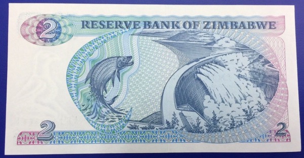 Billet 2 dollars Zimbabwe 1993