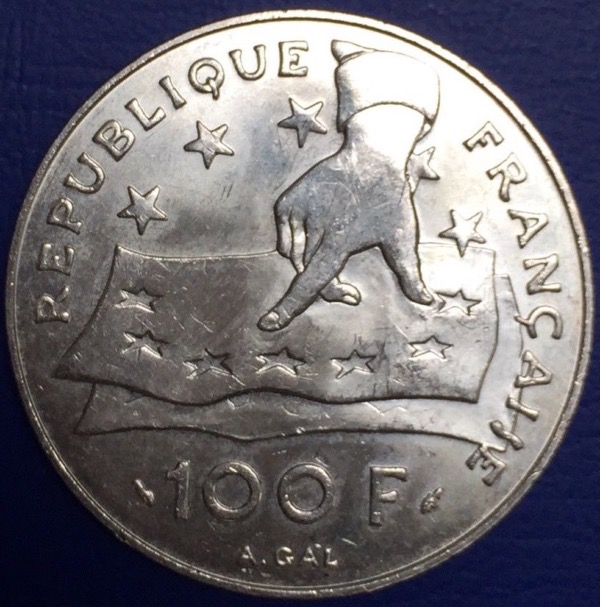 Piece 100 francs Descartes 1991