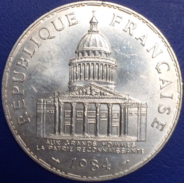 Piece 100 francs Pantheon 1984