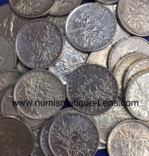 Lot 100 pièces 5 francs Semeuse argent