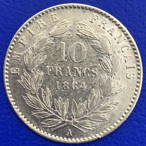 10 Francs or Napoléon III Tête Laurée 1864A