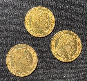 10 francs Napoleon III tête laurée or 