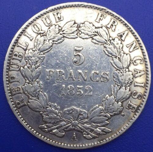 Monnaie argent, Pièce 5 francs Louis Napoléon Bonaparte, 1852 A, Paris