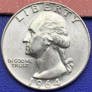 Pièce un quart Dollar Washington 1964 D, Etats-Unis