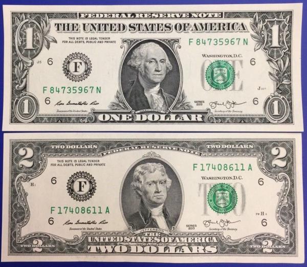 États-Unis, billets 1 et 2 dollars 2013, Atlanta