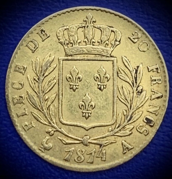 20 Francs or Louis XVIII Buste Habillé 1814 A