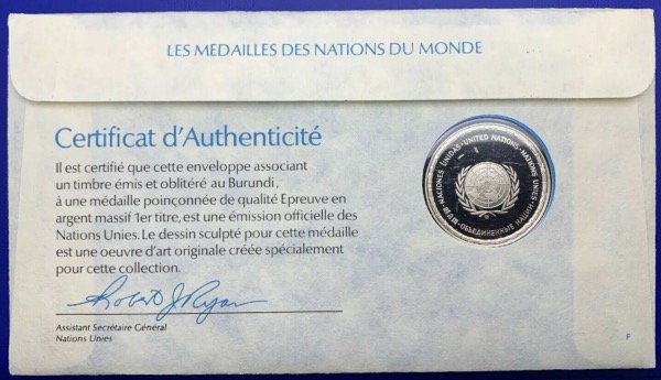 Médaille Argent massif des nations du Monde - BURUNDI