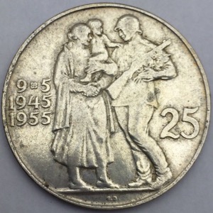 Tchécoslovaquie 25 Korun 1955