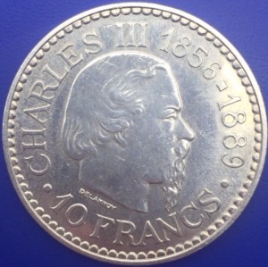 Monnaie Argent, Monaco, 10 Francs Charles III 1966